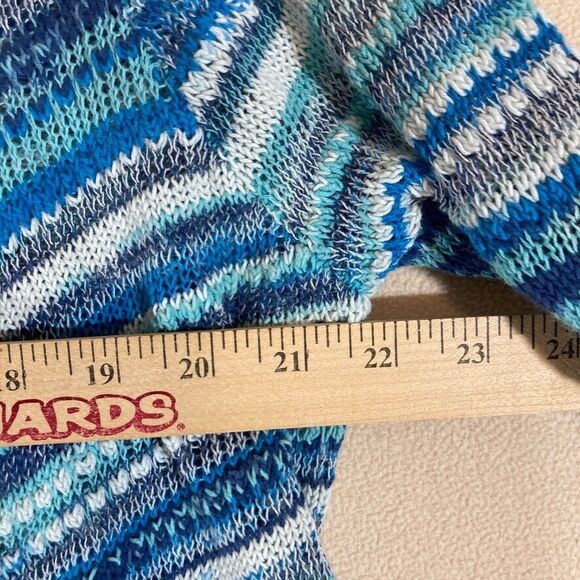 J. Jill Cardigan Women Large Blue Striped Linen Cotton Preppy Costal Resort Wear - Picture 3 of 10